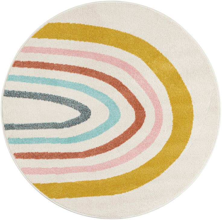 Detail image of 4' 1 x 4' 1 Rainbow Whimsy Kids Round Rug