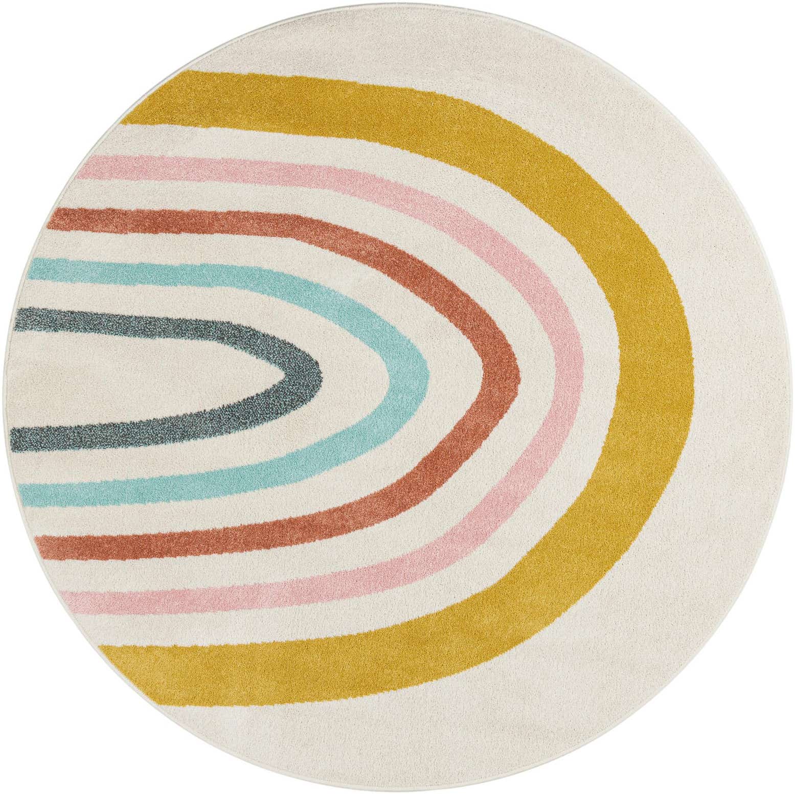 6' 1 x 6' 1 Rainbow Whimsy Kids Round Rug