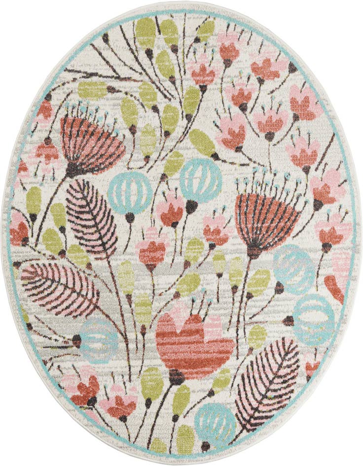 Detail image of 6' 1 x 6' 1 Flowers Whimsy Kids Round Rug
