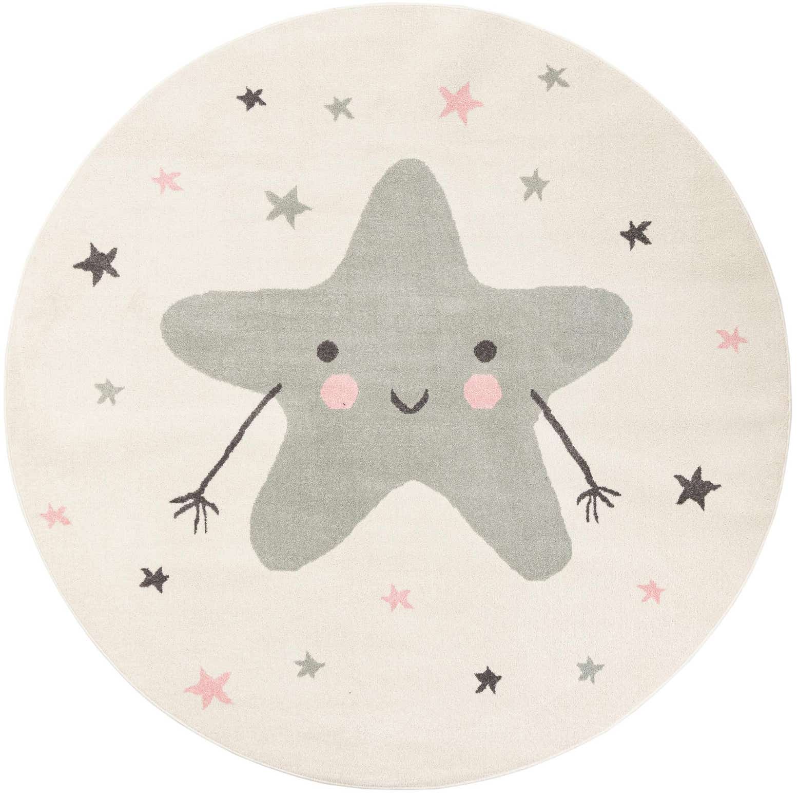 7' 10 x 7' 10 Star Whimsy Kids Round Rug