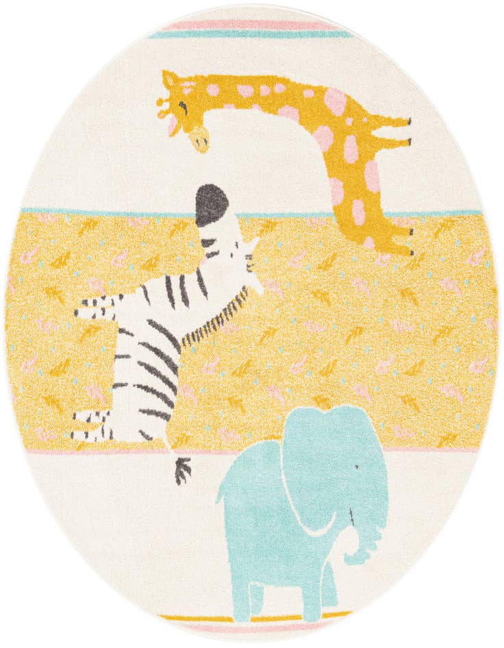 Detail image of 5' 3 x 5' 3 Animals Whimsy Kids Round Rug