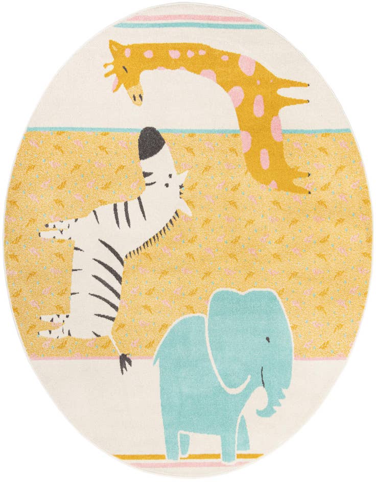 Detail image of 7' 10 x 7' 10 Animals Whimsy Kids Round Rug