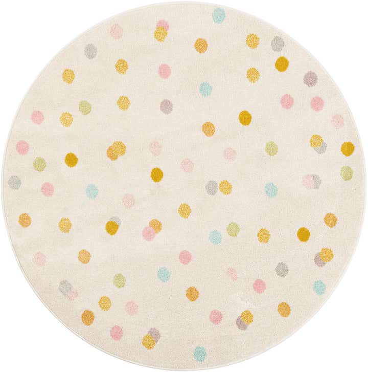 5' 3 x 5' 3 Polka Dot Whimsy Kids Round Rug