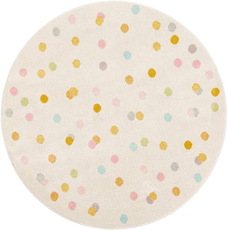 Detail image of 5' 3 x 5' 3 Polka Dot Whimsy Kids Round Rug