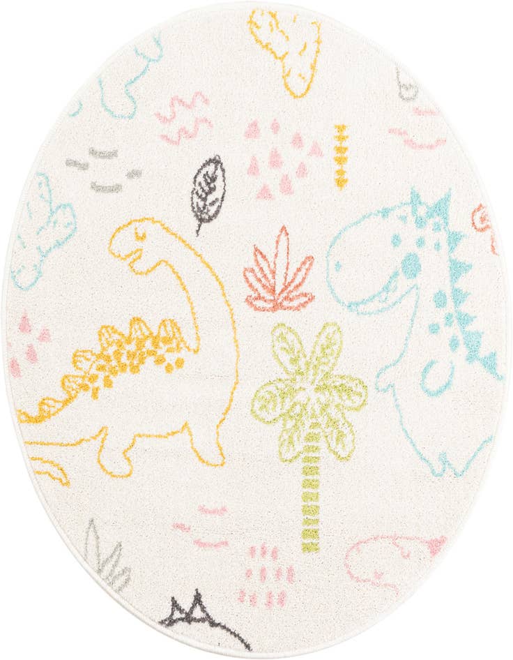 Detail image of 3' 3 x 3' 3 Dinosaur Whimsy Kids Round Rug