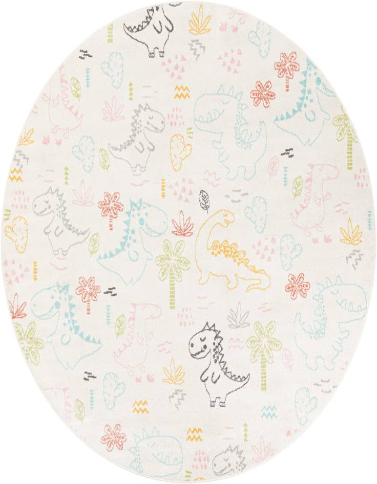 Detail image of 7' 10 x 7' 10 Dinosaur Whimsy Kids Round Rug