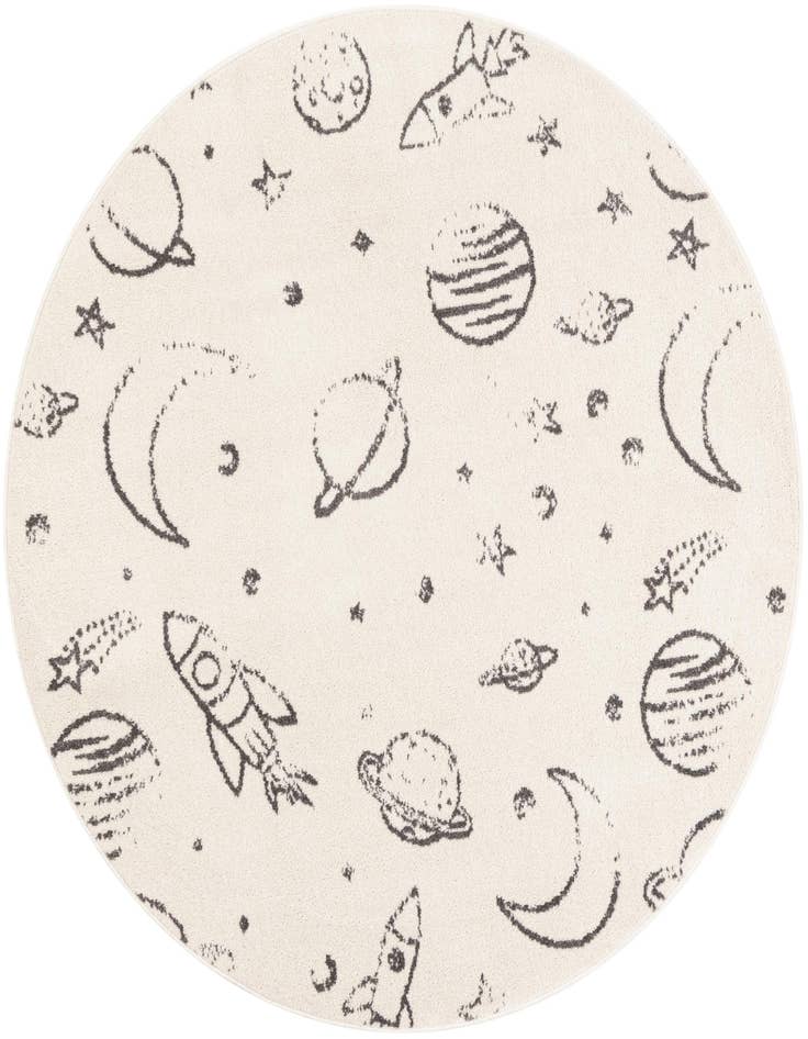 Detail image of 5' 3 x 5' 3 Planets Whimsy Kids Round Rug
