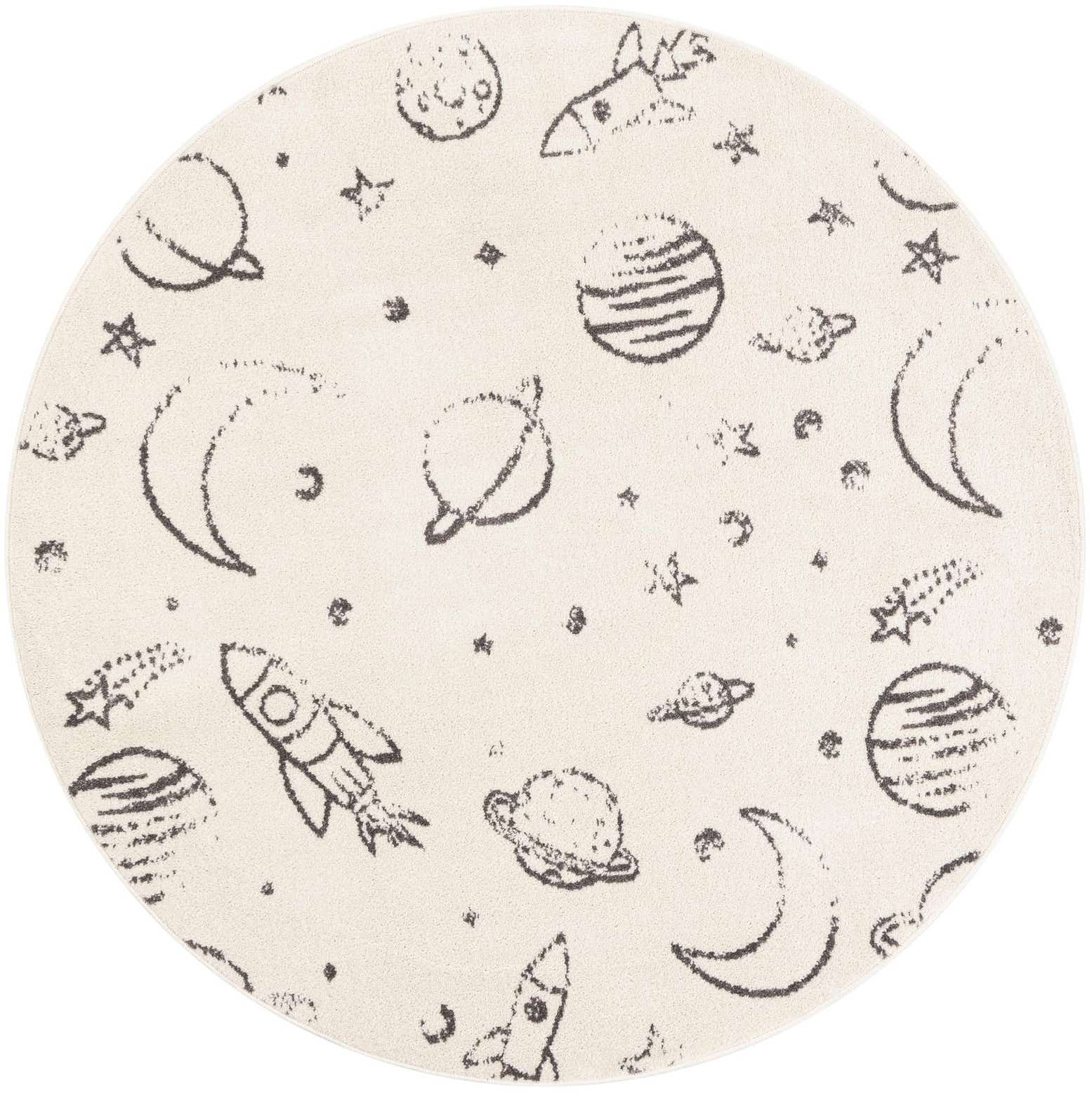5' 3 x 5' 3 Planets Whimsy Kids Round Rug