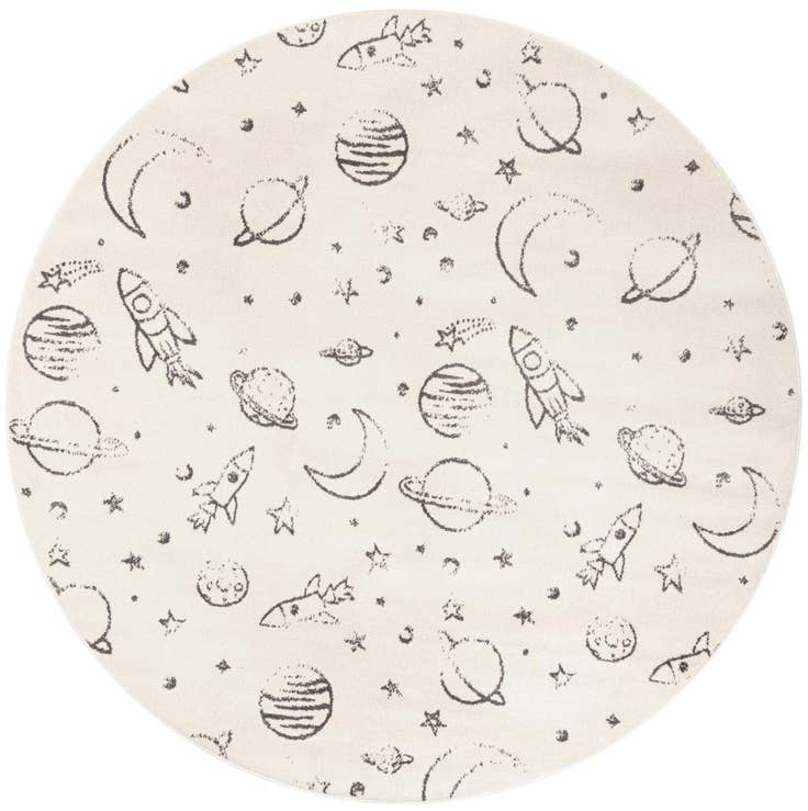 Detail image of 7' 10 x 7' 10 Planets Whimsy Kids Round Rug