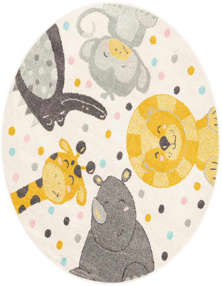 Detail image of 5' 3 x 5' 3 Animals Whimsy Kids Round Rug