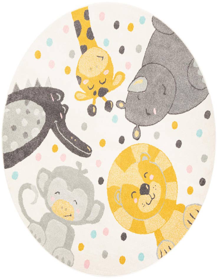Detail image of 7' 10 x 7' 10 Animals Whimsy Kids Round Rug