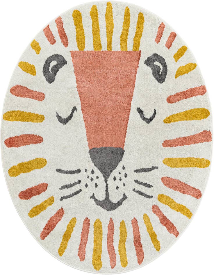 Detail image of 5' 1 x 5' 1 Lion Whimsy Kids Round Rug