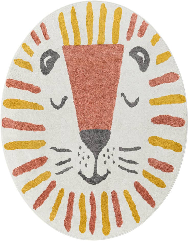 Detail image of 6' 1 x 6' 1 Lion Whimsy Kids Round Rug