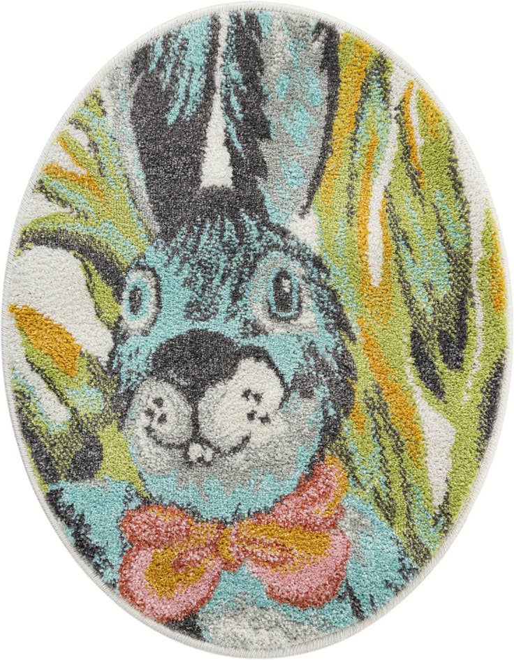Detail image of 2' 2 x 2' 2 Rabbit Whimsy Kids Round Rug