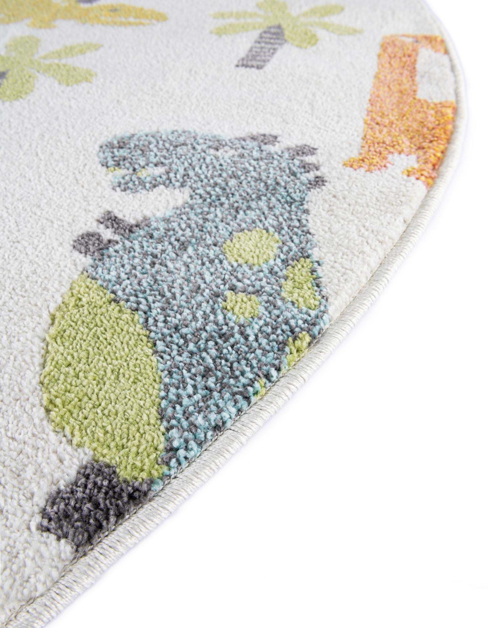 6' 1 x 6' 1 Dinosaur Whimsy Kids Round Rug