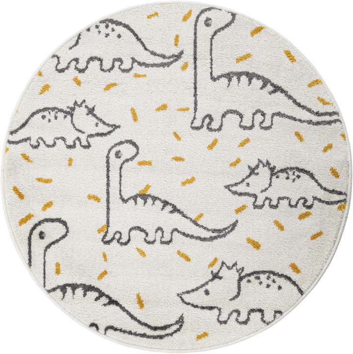 3' 3 x 3' 3 Dinosaur Whimsy Kids Round Rug
