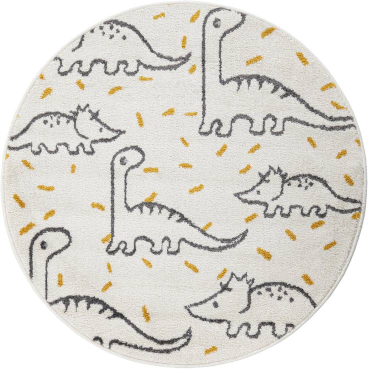 Detail image of 3' 3 x 3' 3 Dinosaur Whimsy Kids Round Rug