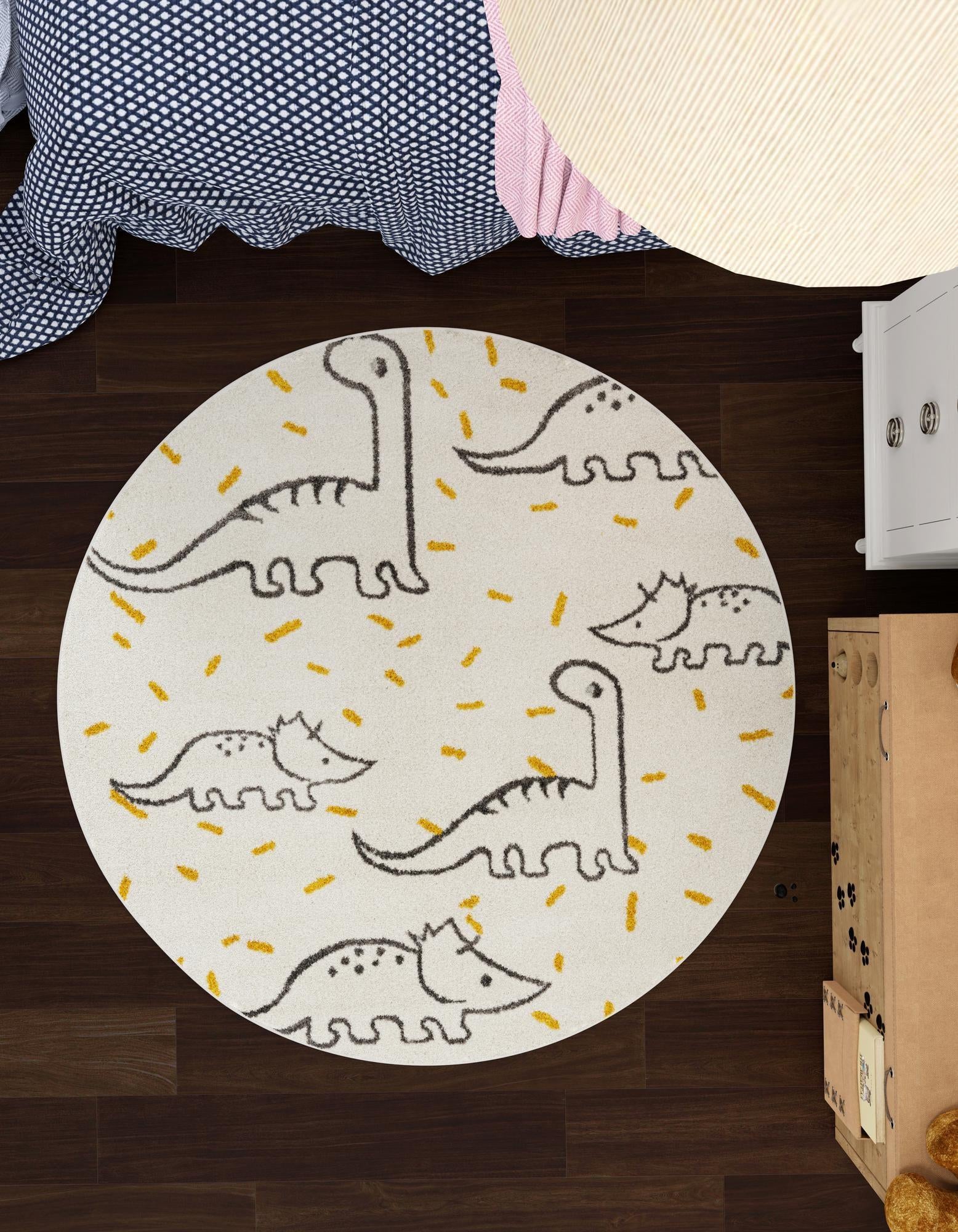 5' 1 x 5' 1 Dinosaur Whimsy Kids Round Rug