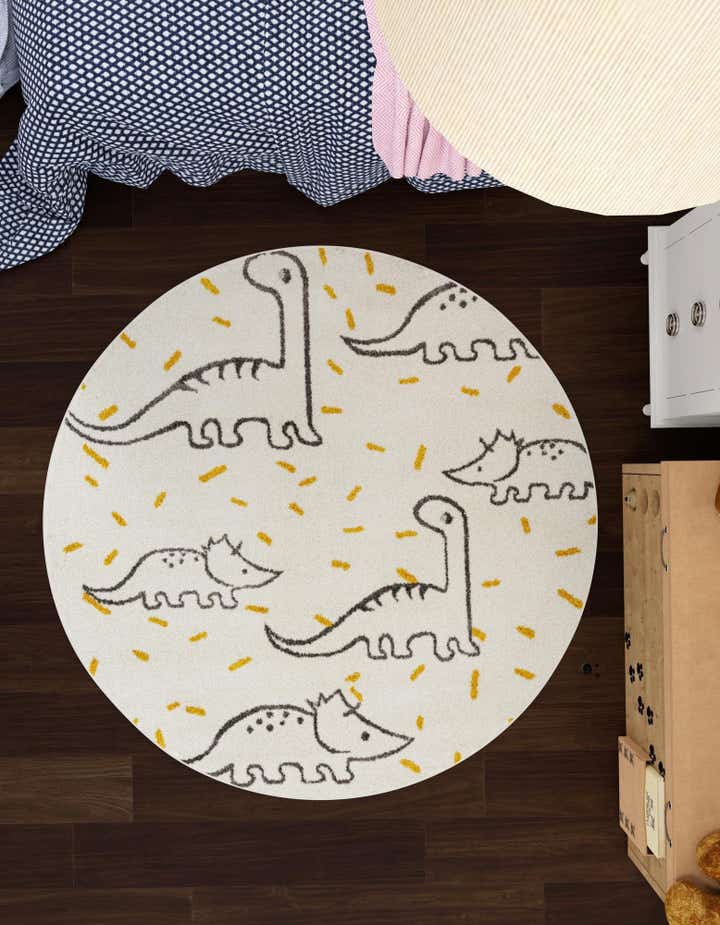 6' 1 x 6' 1 Dinosaur Whimsy Kids Round Rug