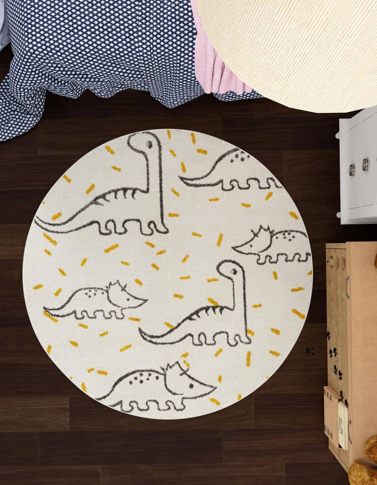 Detail image of 2' 2 x 2' 2 Dinosaur Whimsy Kids Round Rug