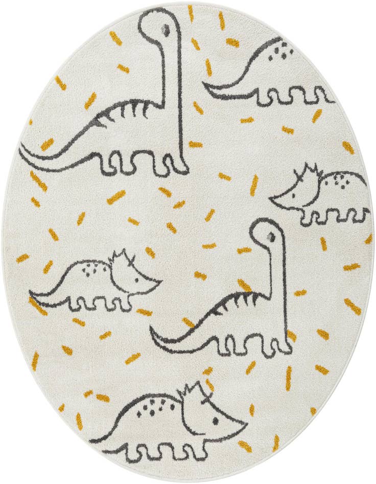 Detail image of 5' 1 x 5' 1 Dinosaur Whimsy Kids Round Rug