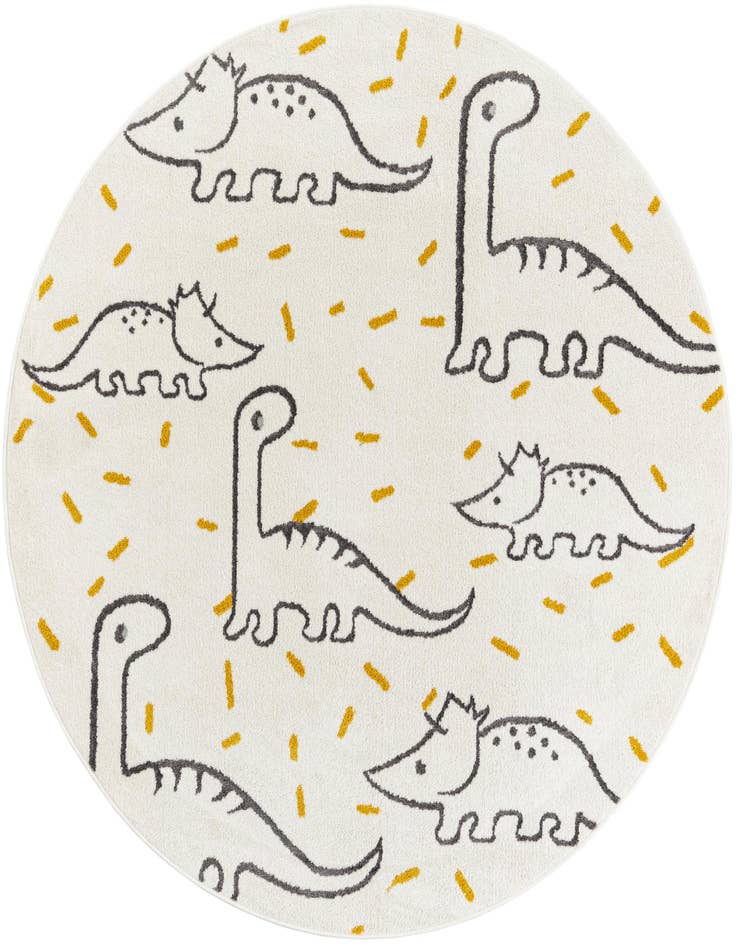 Detail image of 6' 1 x 6' 1 Dinosaur Whimsy Kids Round Rug