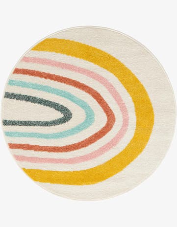 3' 3 x 3' 3 Rainbow Whimsy Kids Round Rug