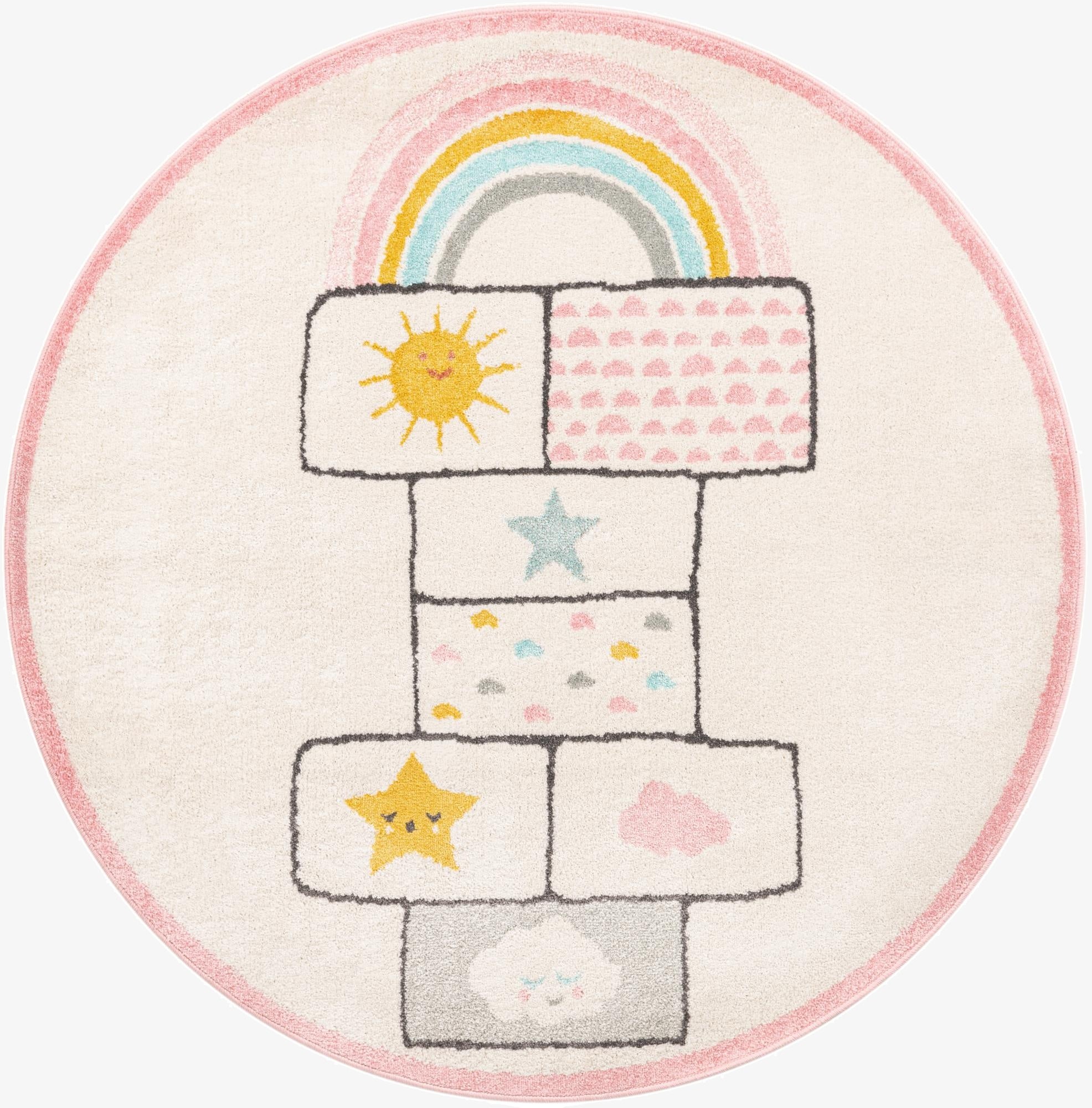 Primary image 5' 3 x 5' 3 Hopscotch Whimsy Kids Round Rug