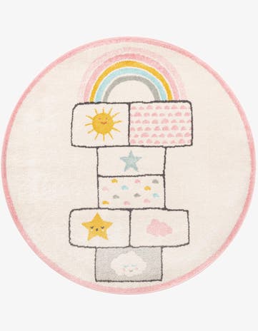 5' 3 x 5' 3 Hopscotch Whimsy Kids Round Rug