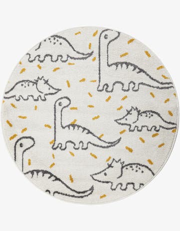 3' 3 x 3' 3 Dinosaur Whimsy Kids Round Rug