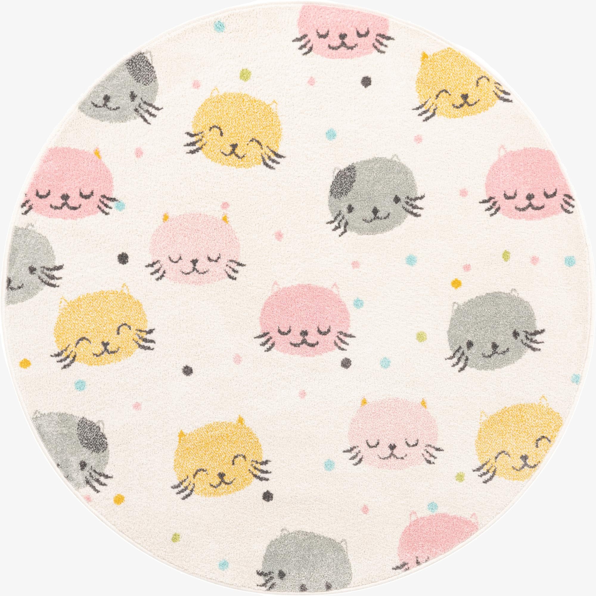5' 3 x 5' 3 Cats Whimsy Kids Round Rug
