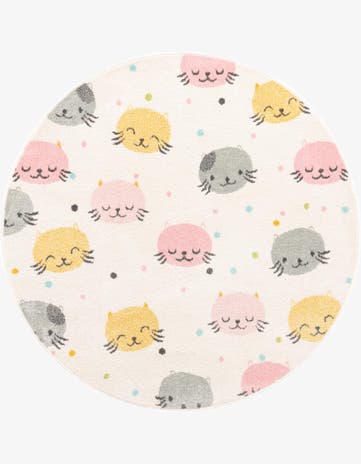 5' 3 x 5' 3 Cats Whimsy Kids Round Rug