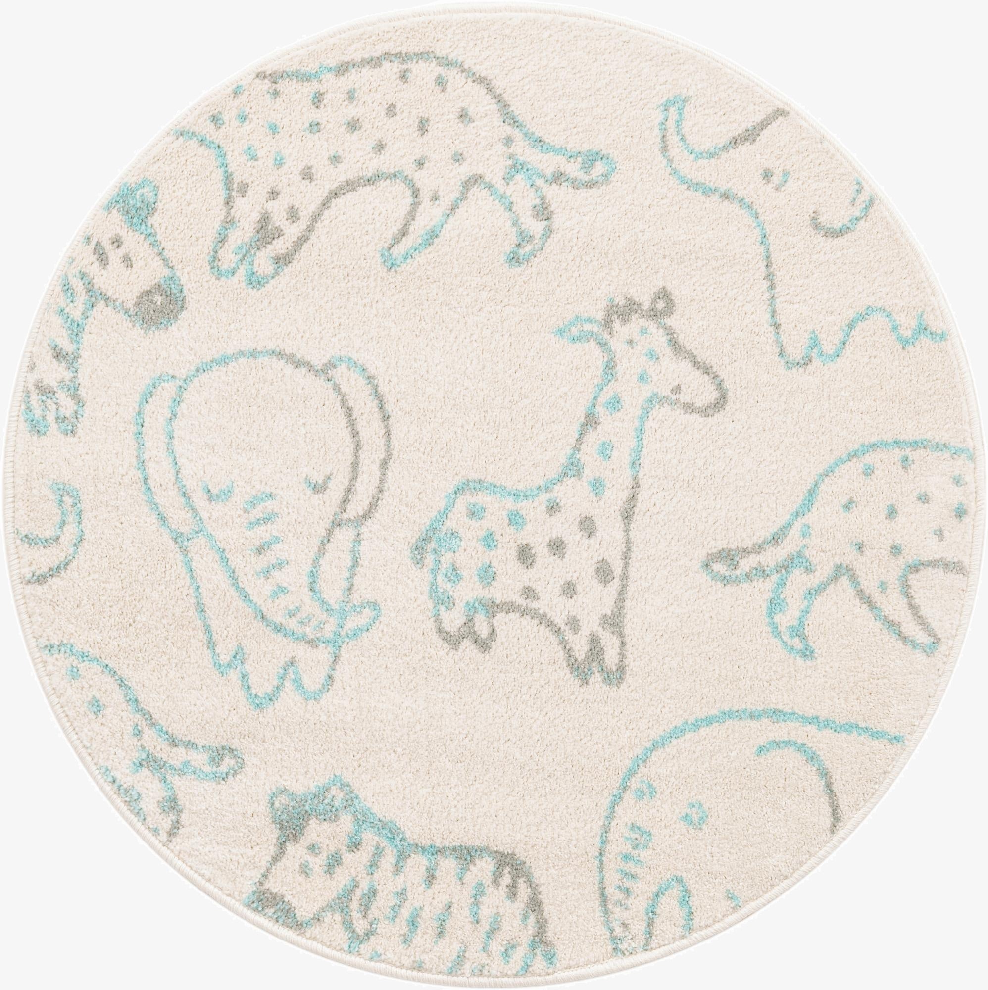 3' 3 x 3' 3 Animals Whimsy Kids Round Rug