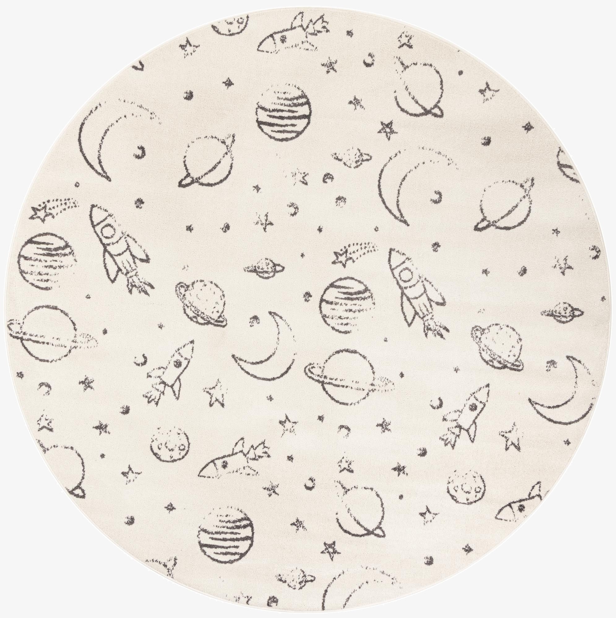 7' 10 x 7' 10 Planets Whimsy Kids Round Rug