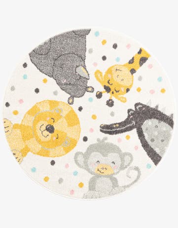 3' 3 x 3' 3 Animals Whimsy Kids Round Rug