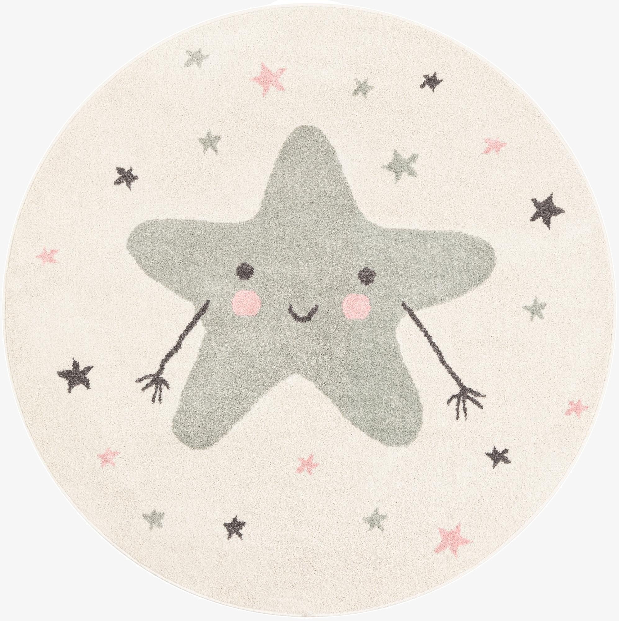 5' 3 x 5' 3 Star Whimsy Kids Round Rug