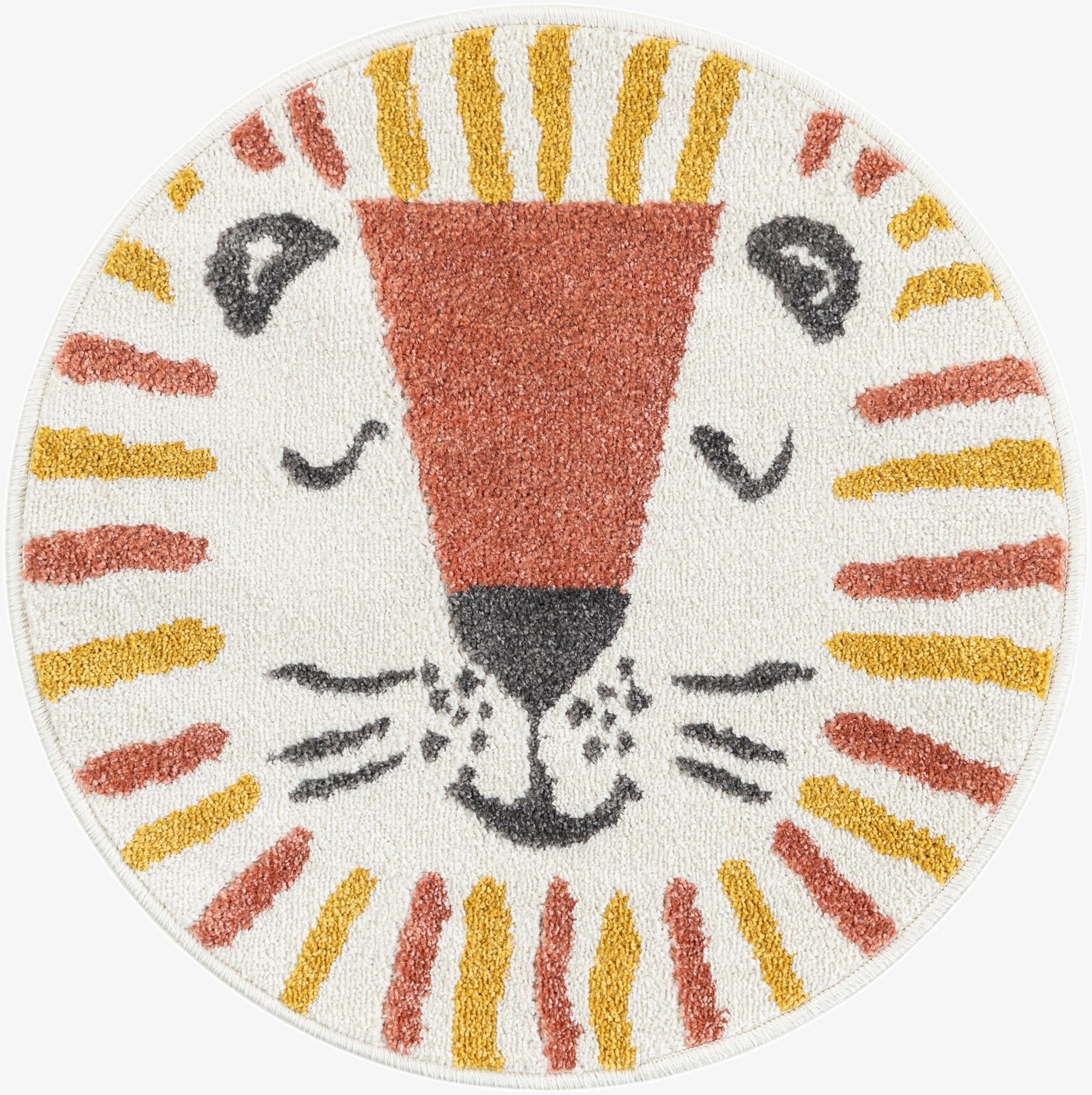 2' 2 x 2' 2 Lion Whimsy Kids Round Rug