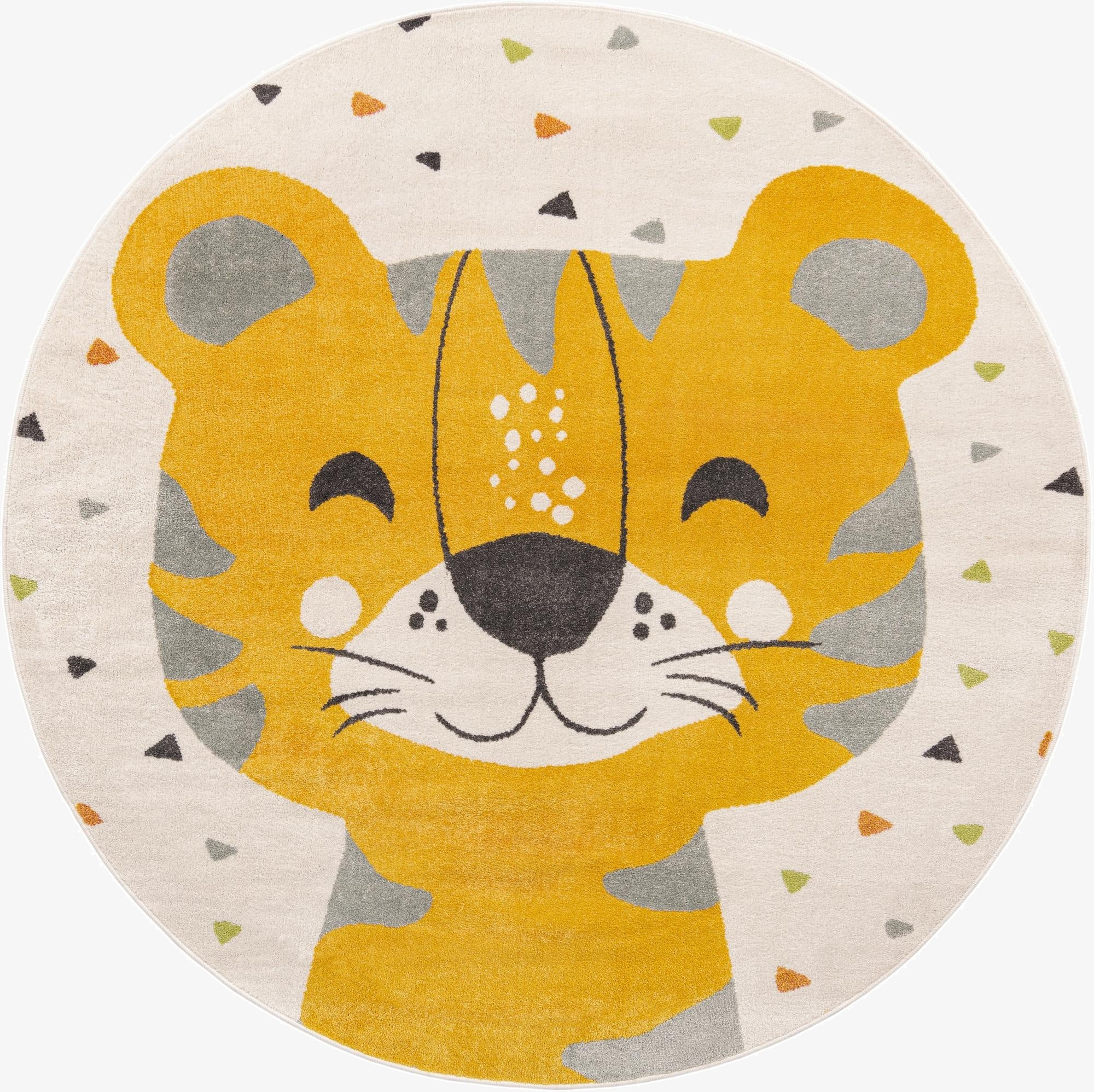 7' 10 x 7' 10 Tiger Whimsy Kids Round Rug