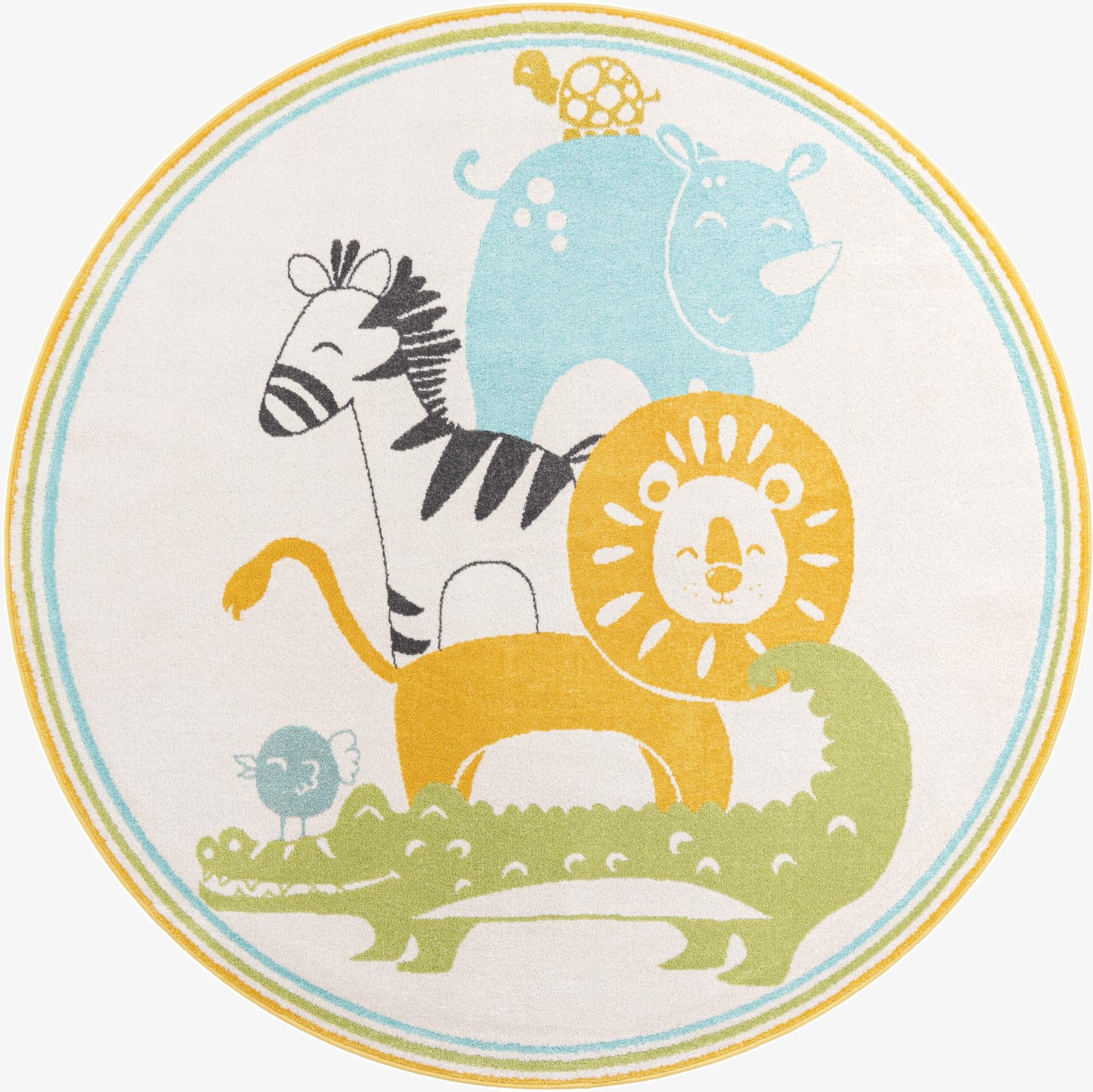 7' 10 x 7' 10 Animals Whimsy Kids Round Rug