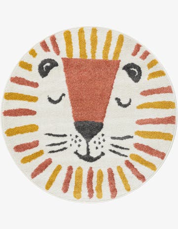 3' 3 x 3' 3 Lion Whimsy Kids Round Rug