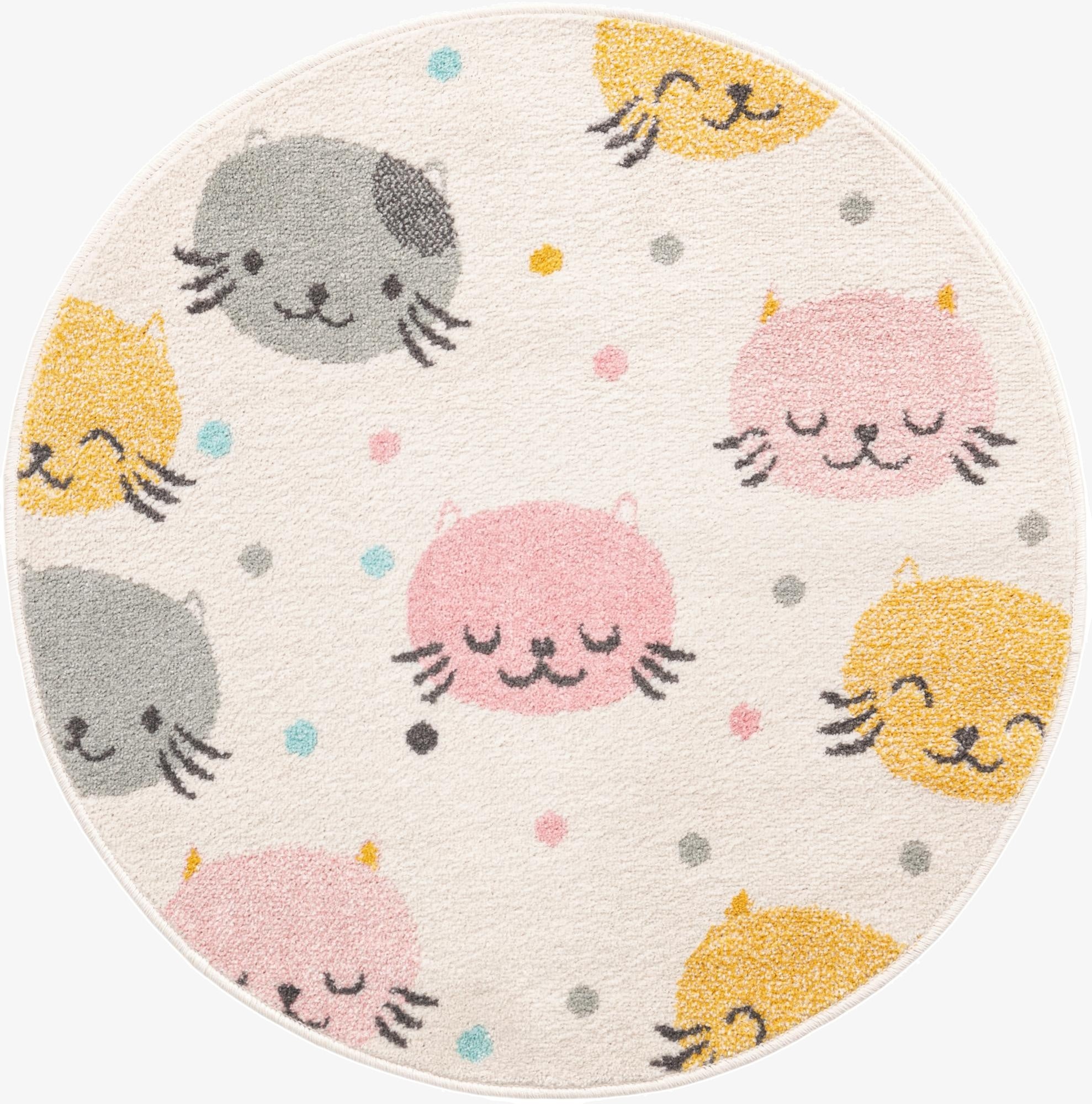 3' 3 x 3' 3 Cats Whimsy Kids Round Rug