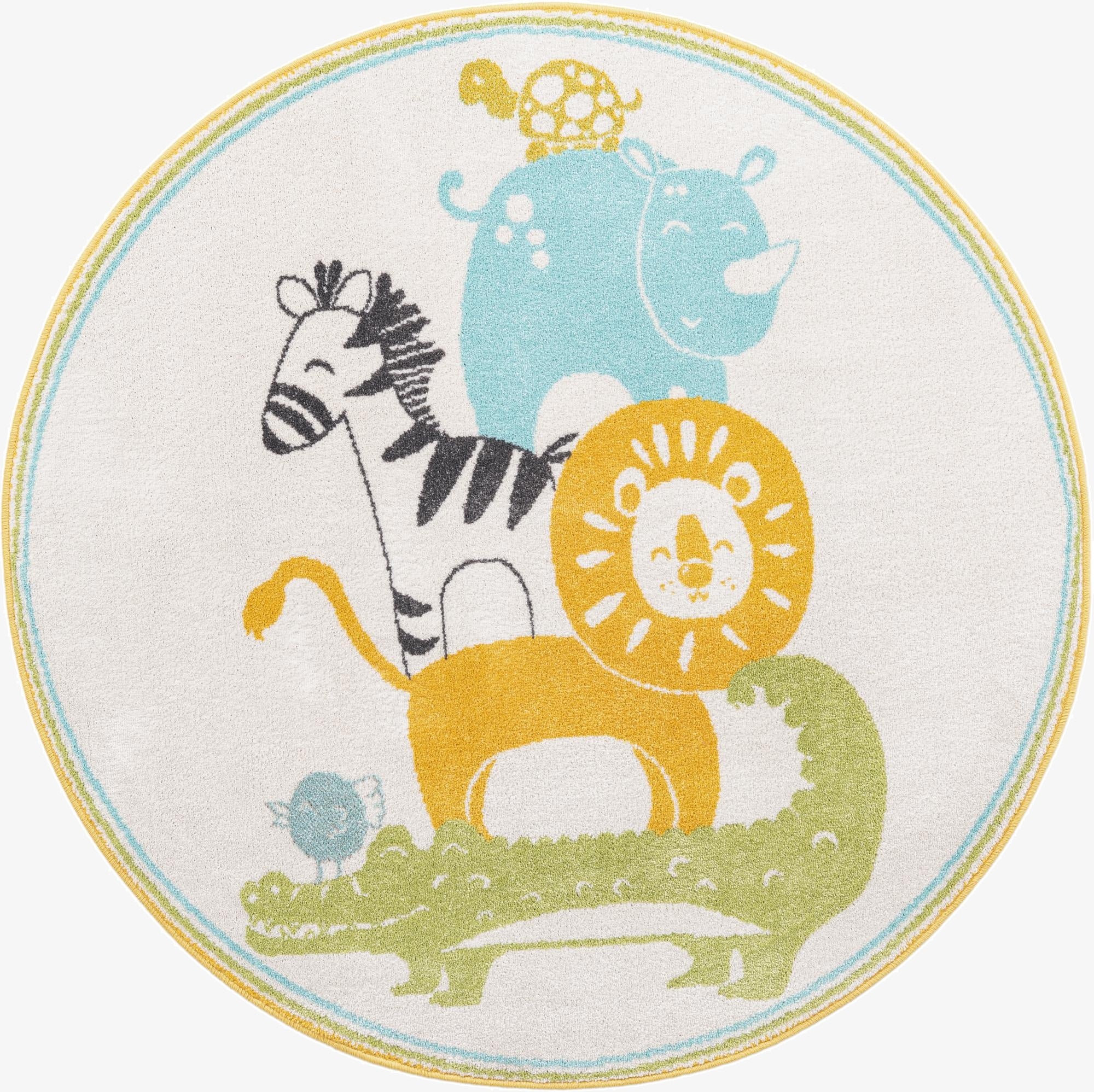 Primary image 5' 3 x 5' 3 Animals Whimsy Kids Round Rug