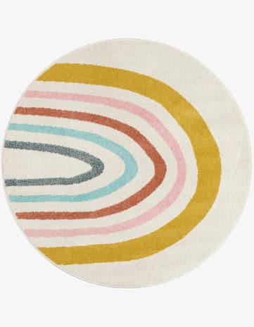 4' 1 x 4' 1 Rainbow Whimsy Kids Round Rug