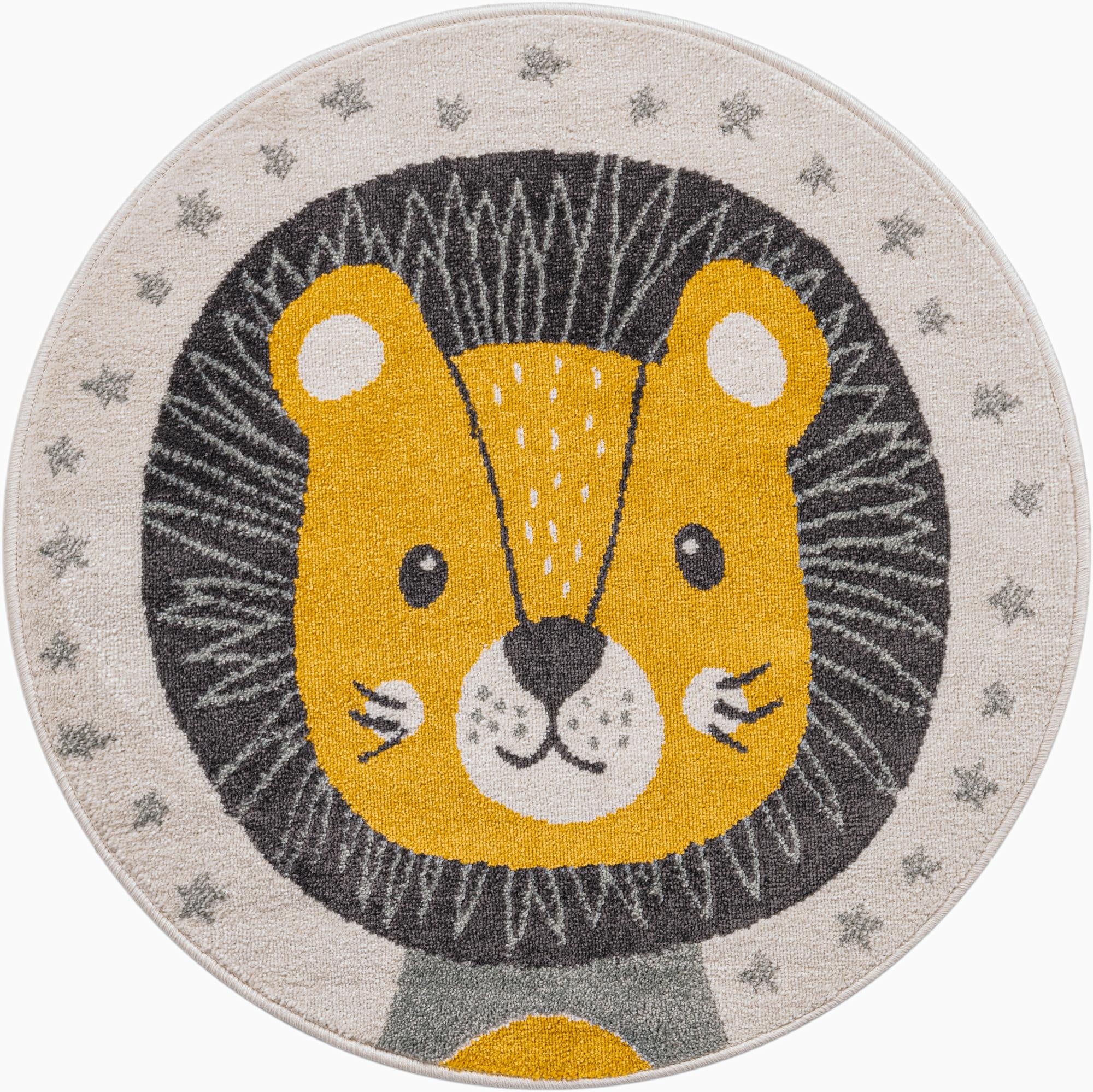 3' 3 x 3' 3 Lion Whimsy Kids Round Rug