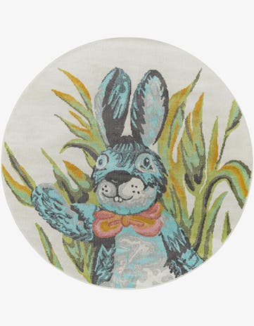 6' 1 x 6' 1 Rabbit Whimsy Kids Round Rug