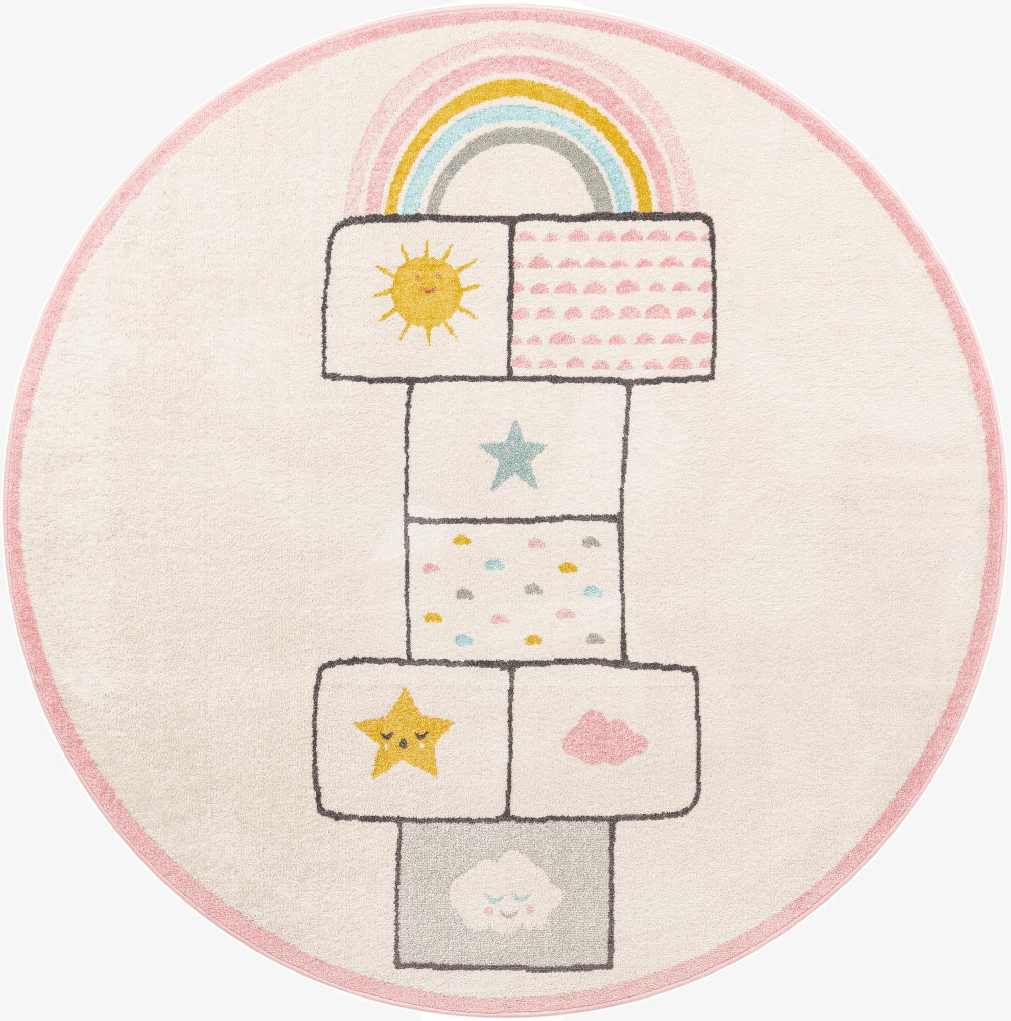 7' 10 x 7' 10 Hopscotch Whimsy Kids Round Rug