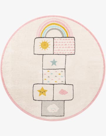 Ivory Hopscotch Whimsy Kids Round Rug