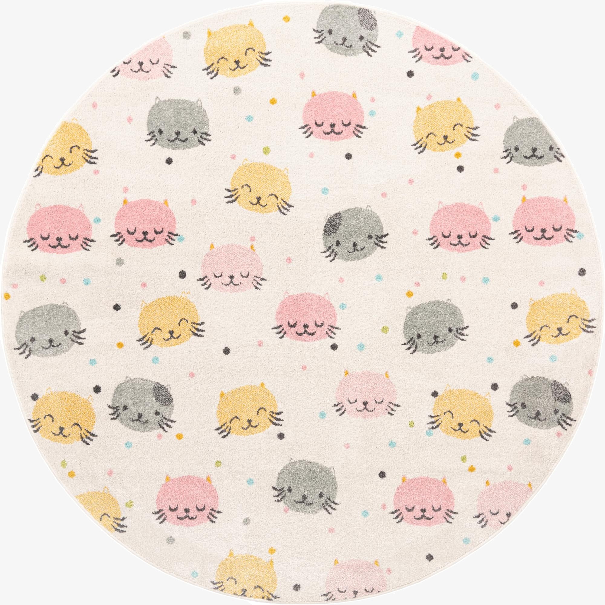 Primary image 7' 10 x 7' 10 Cats Whimsy Kids Round Rug