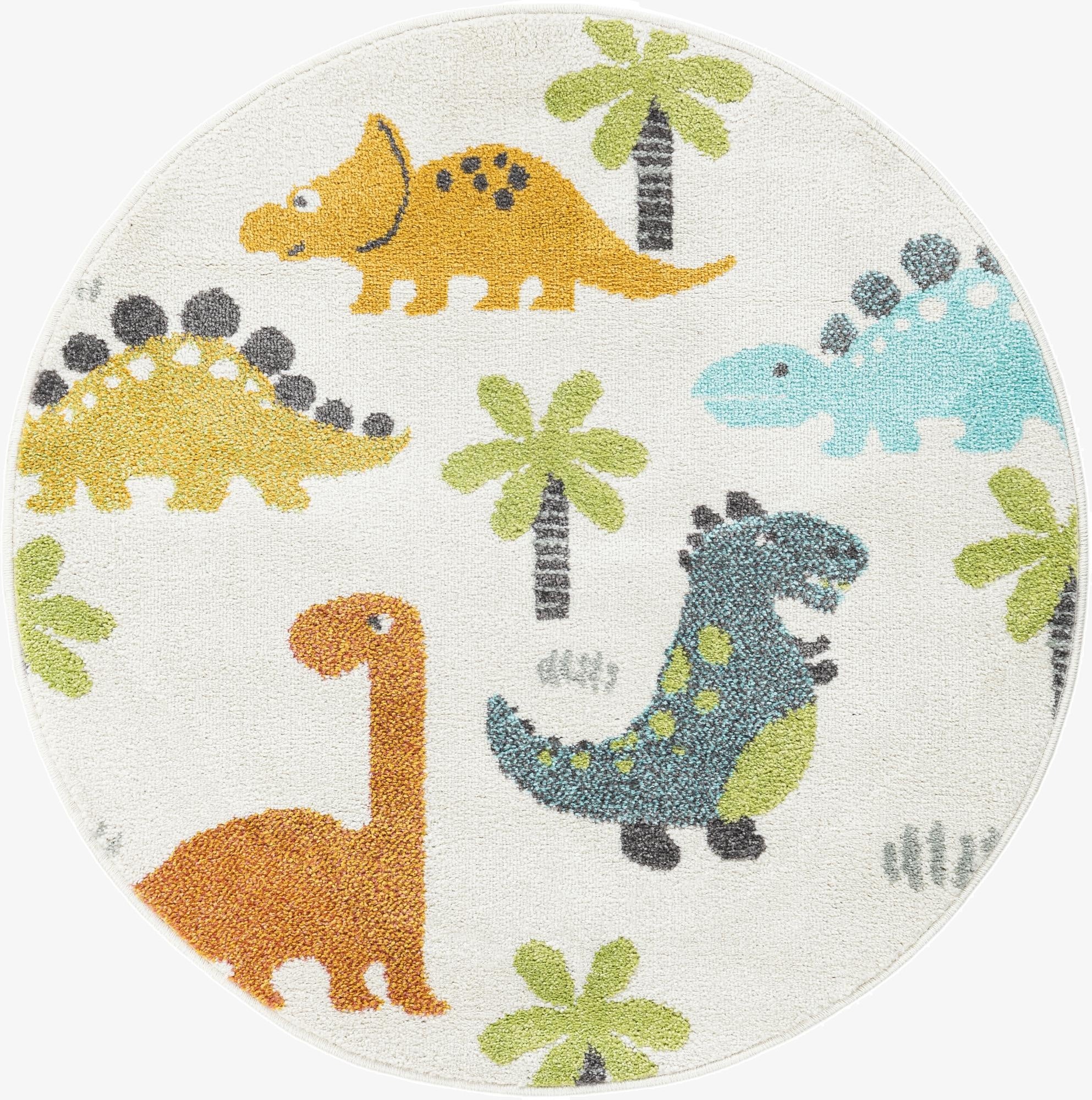 3' 3 x 3' 3 Dinosaur Whimsy Kids Round Rug