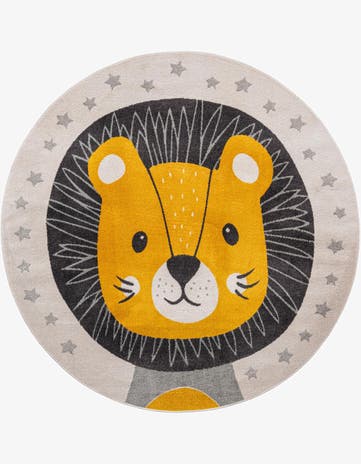 7' 10 x 7' 10 Lion Whimsy Kids Round Rug